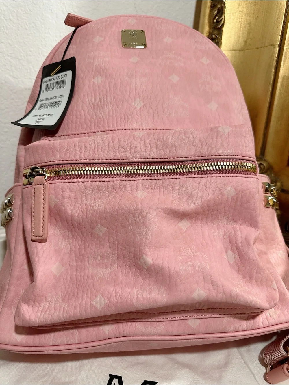 New With Tags/Dust Bag MCM Rare Stark VI Visetos Large Backpack in Blossom Pink